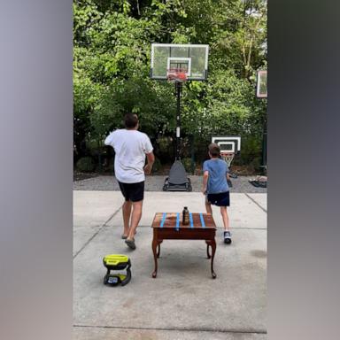 VIDEO:Talented 10-year-old makes surprise trick shot with dad's help