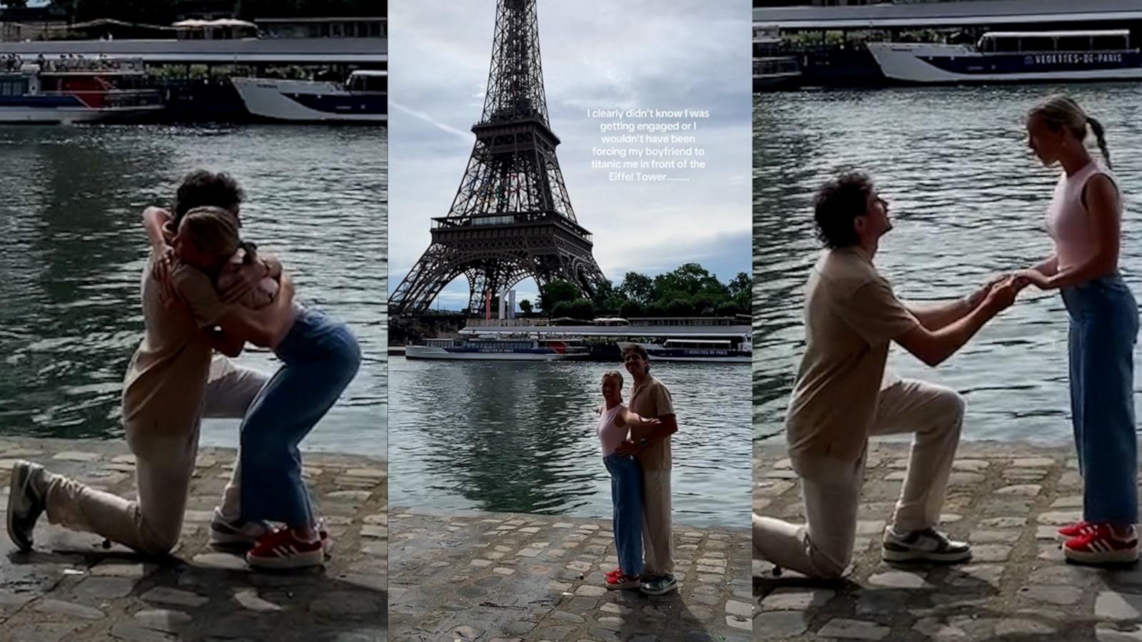 VIDEO: Woman hilariously does 'Titanic' pose before realizing she was getting proposed to