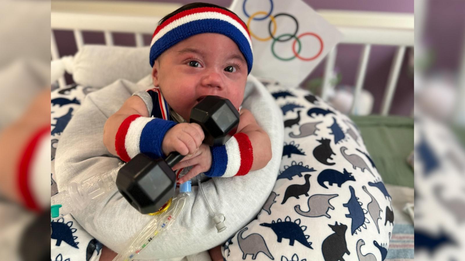 Babies in the neonatal intensive care unit at two Advocate Children's Hospital campuses in Illinois showed off their Olympic spirit in patriotic gear for the 2024 Paris Games.