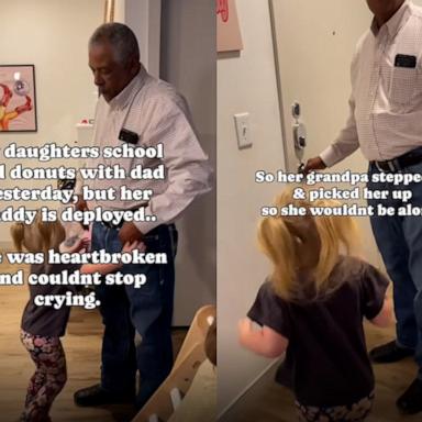 Man surprises granddaughter after her dad can't attend father-daughter event