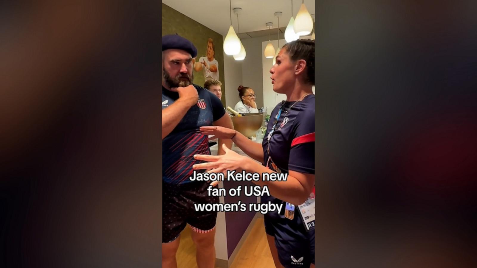 Rugby star Ilona Maher had an incredible sales pitch for Kelce on becoming the newest super fan of USA women's rugby.