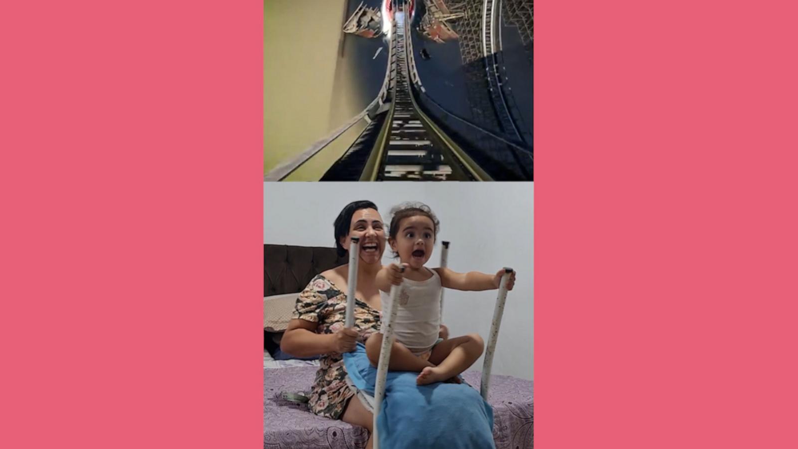 VIDEO: Toddler has best reaction to mom’s homemade roller coaster