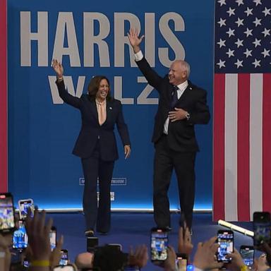 VIDEO: Kamala Harris debuts running mate Tim Walz at rally