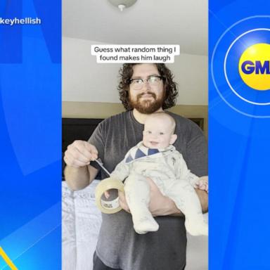 VIDEO: Dad uses tape to make baby laugh