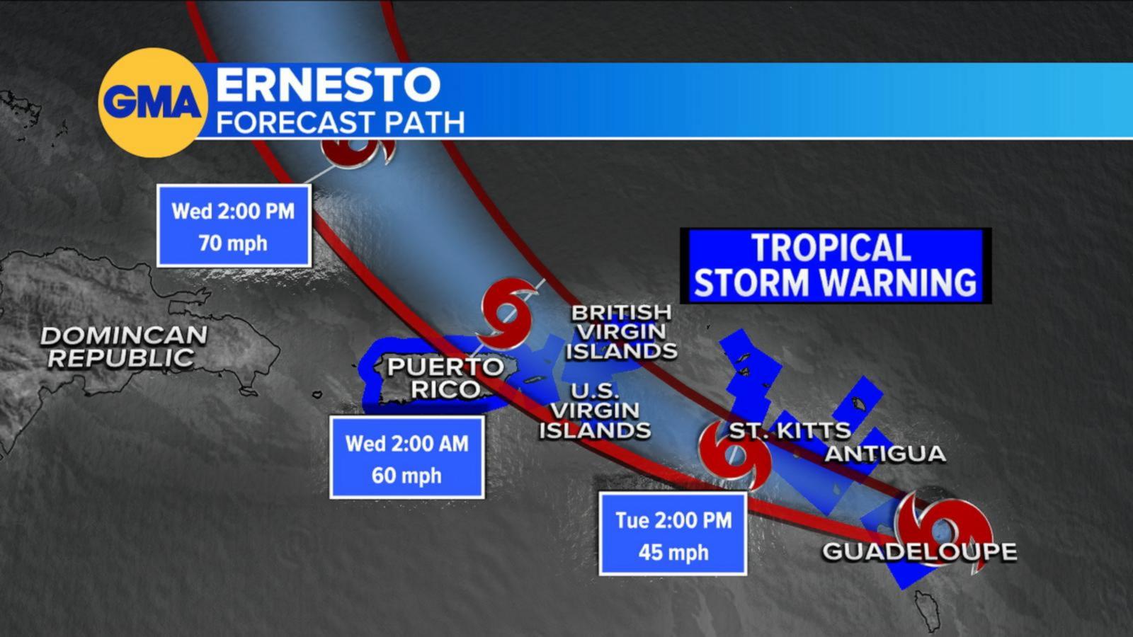 VIDEO: Tropical Storm Ernesto on track to hit Puerto Rico