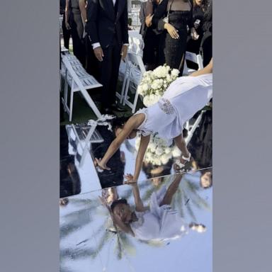 Raina Elegado posted a video of her daughter, who is a competitive dancer, doing a series of backflips down the aisle at the end of a wedding ceremony.