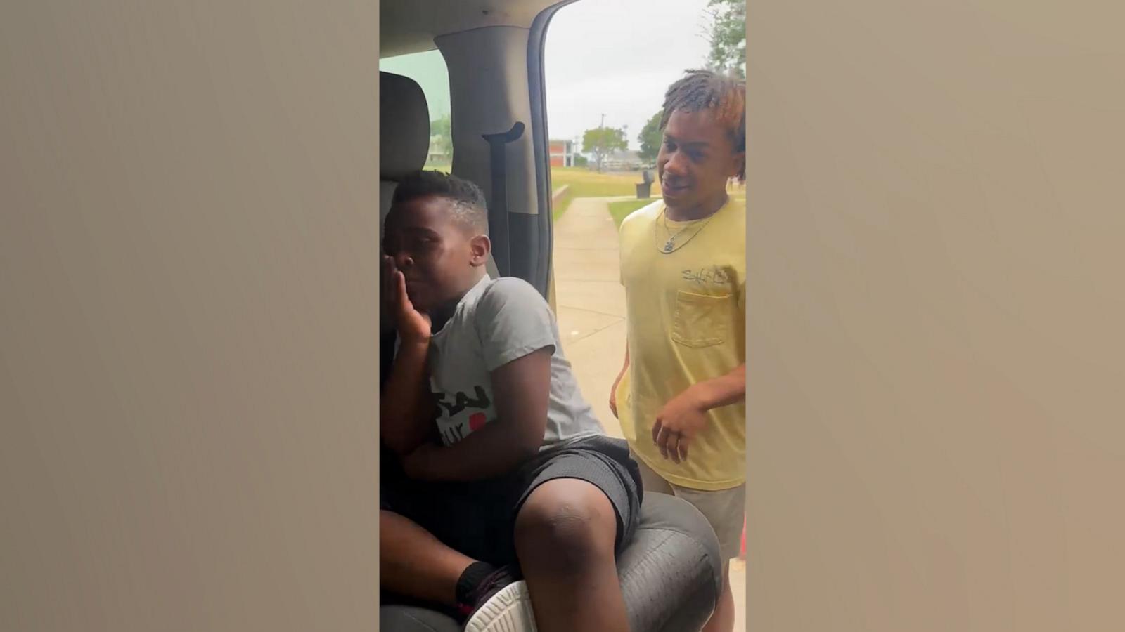 Braxton Spencer was not ready to say goodbye to his older brother, Ja'Juan, while dropping him off at his college dorm.