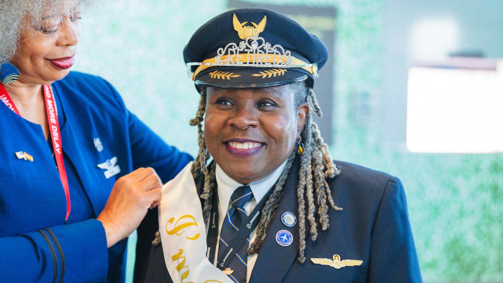 Capt. Theresa Claiborne, the first Black woman to fly with the U.S. Air Force, marked the end of an inspiring career with her final United Airlines flight.