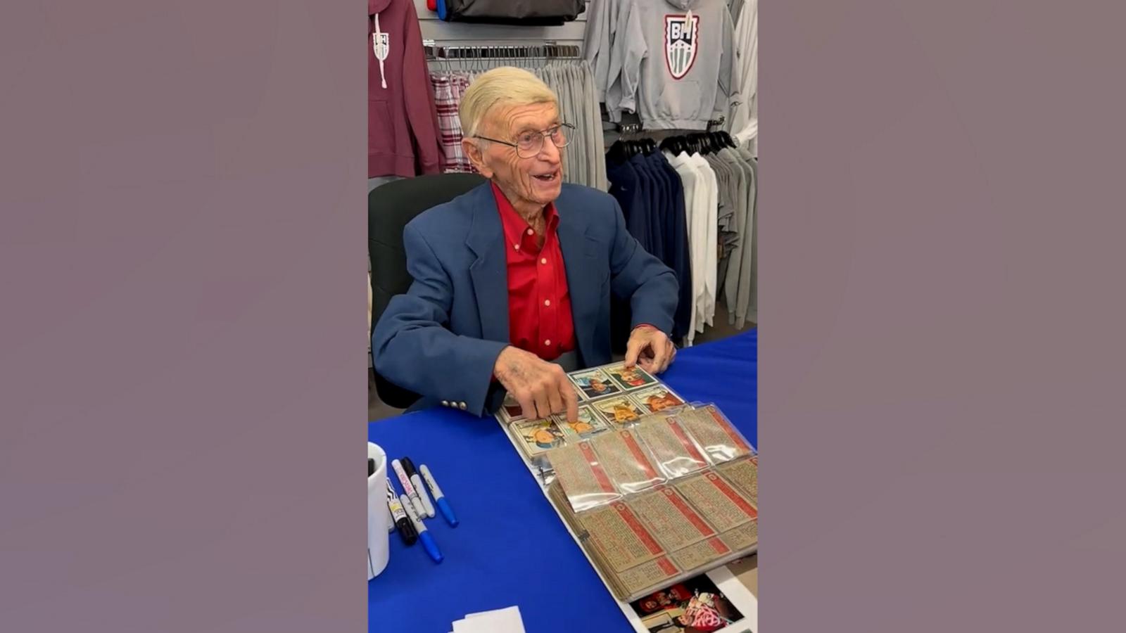 VIDEO: Former MLB player Bobby Shantz signs baseball card for young fan