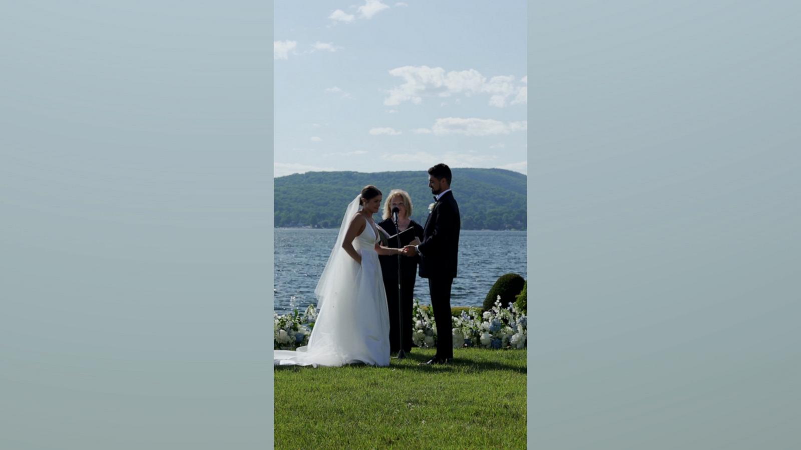 Oh, it has pockets," the officiant said to Sara and Matthew Napoli at their June wedding in Connecticut.