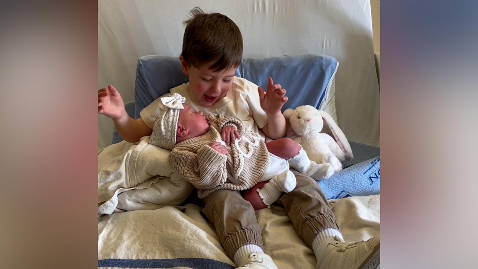 VIDEO: Toddler's reaction to meeting his baby sister for the first time will melt your heart