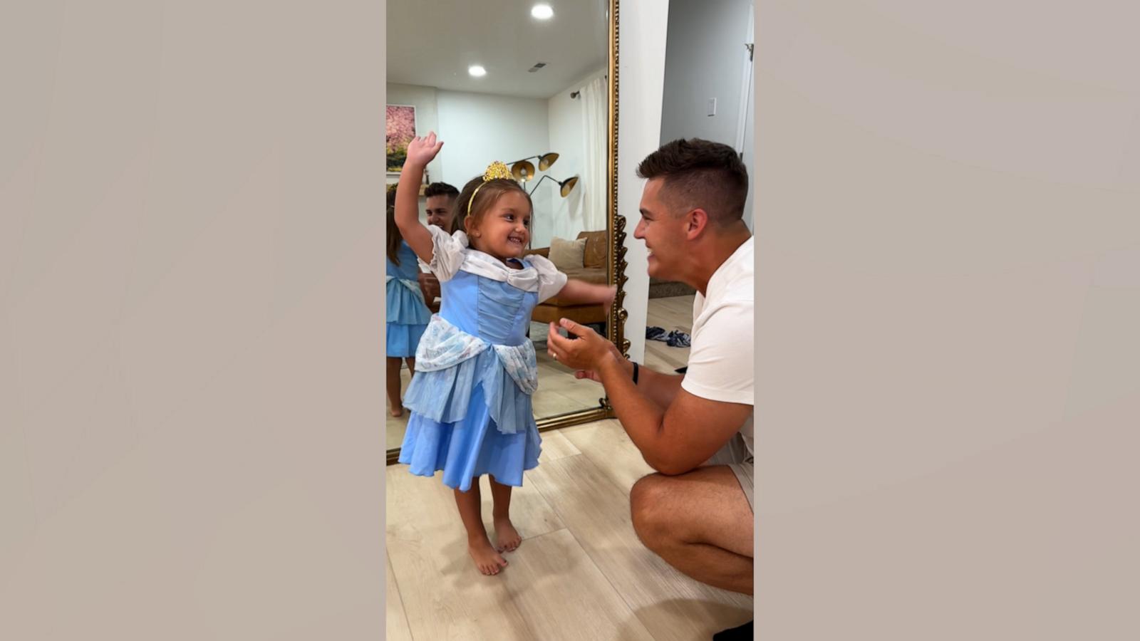 VIDEO: Dad makes daughter feel like a princess in her Cinderella dress