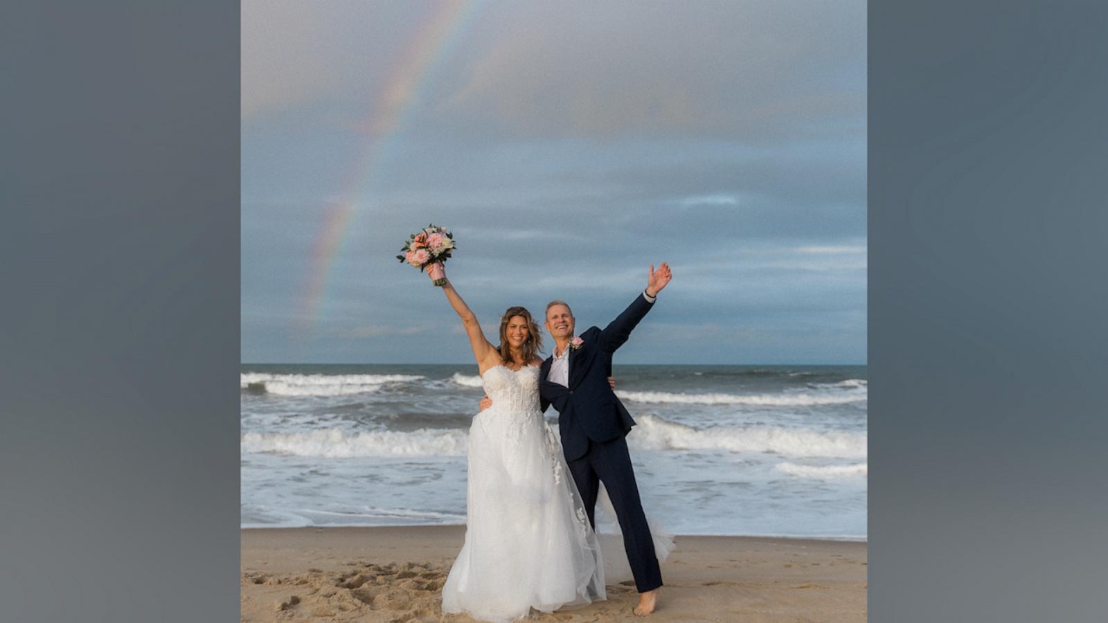 On Scott and Michelle Ellermets' wedding day, a rainy day turned into a sunny one with a symbol of hope: a rainbow.