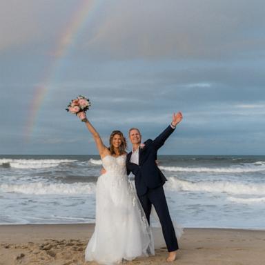 On Scott and Michelle Ellermets' wedding day, a rainy day turned into a sunny one with a symbol of hope: a rainbow.