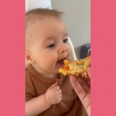 Baby Remi has a new favorite food.