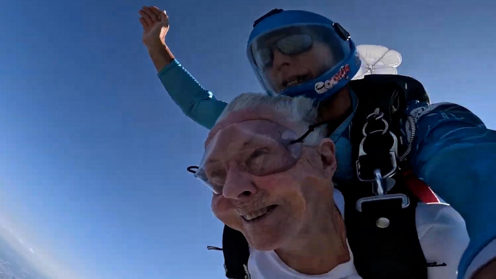 VIDEO: 93-year-old grandma skydives to celebrate her birthday