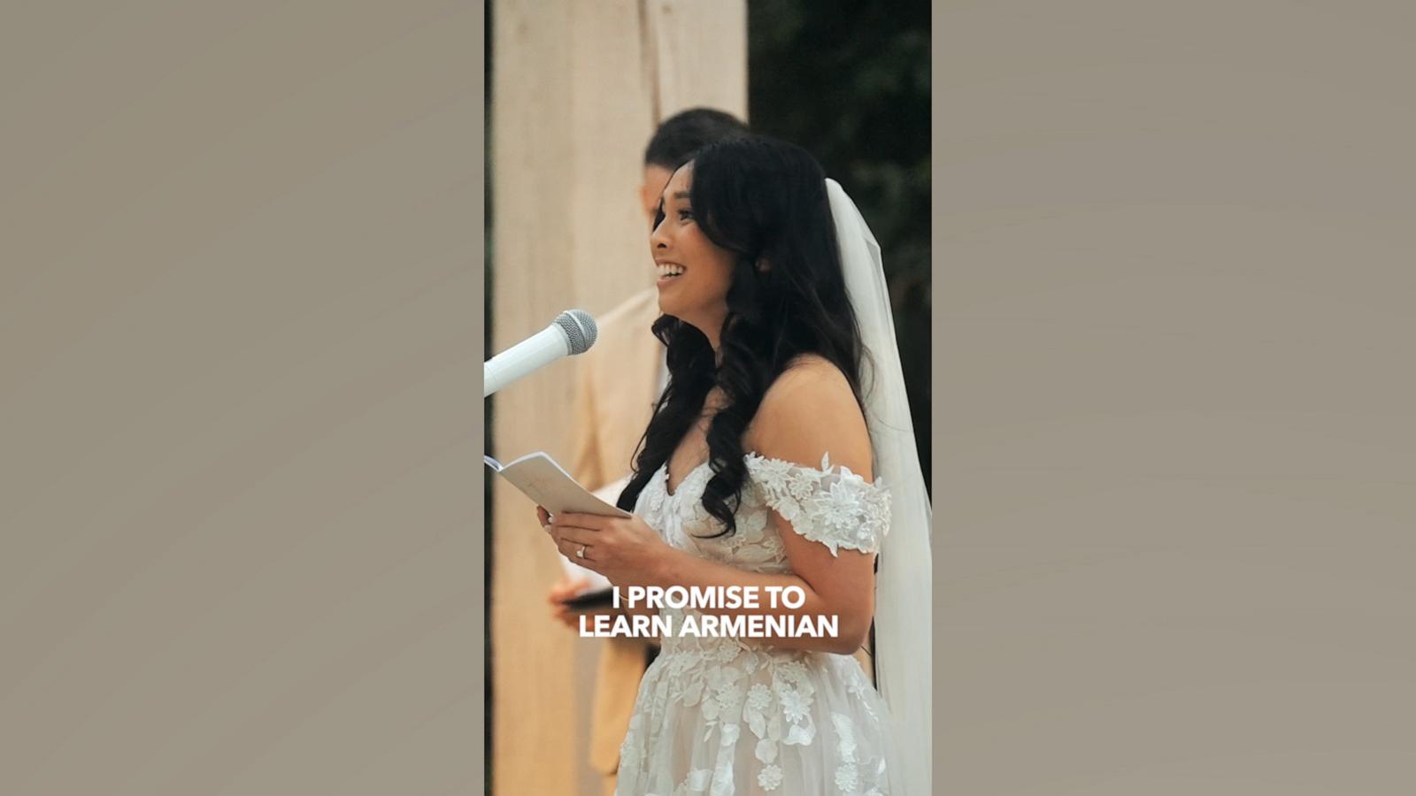 VIDEO: Bride surprises groom and his family, secretly learns Armenian for wedding vows