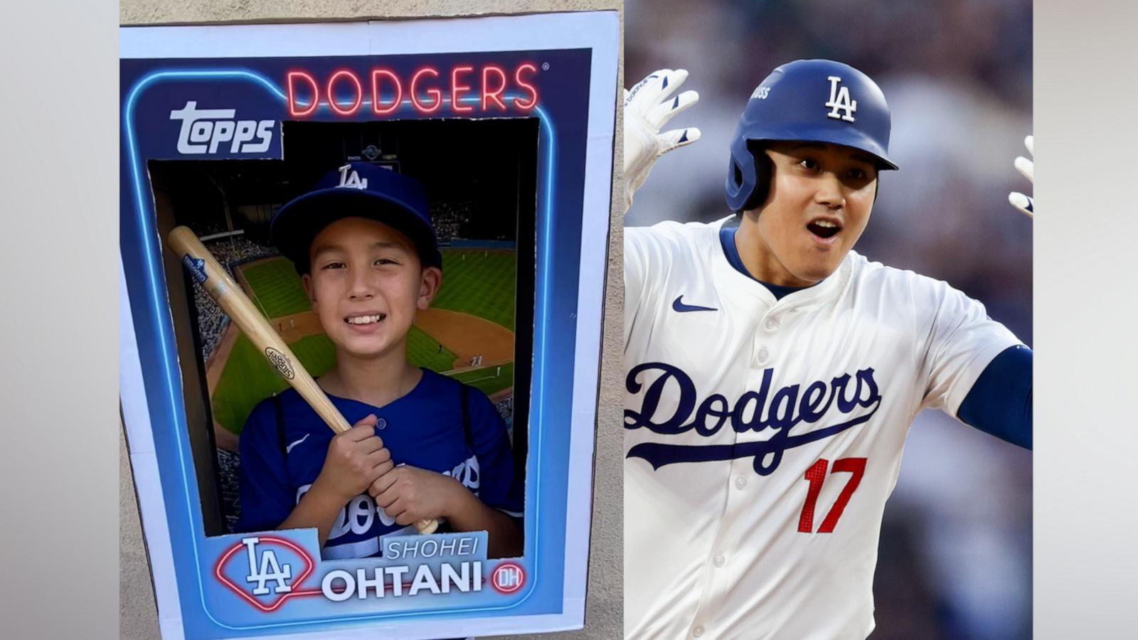 VIDEO: This 9-year-old Dodgers fan's Shohei Ohtani baseball card costume is a home run