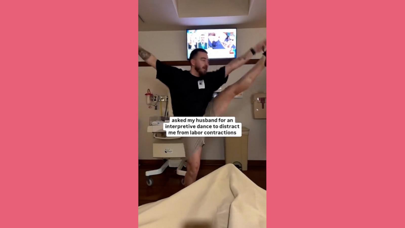 Jezlyn Bearden asked her husband Grayson to distract her with an interpretive dance while she was experiencing contractions and he delivered.