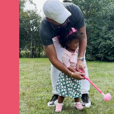 Dad shares an adorable moment teaching his 2-year-old daughter to play golf 