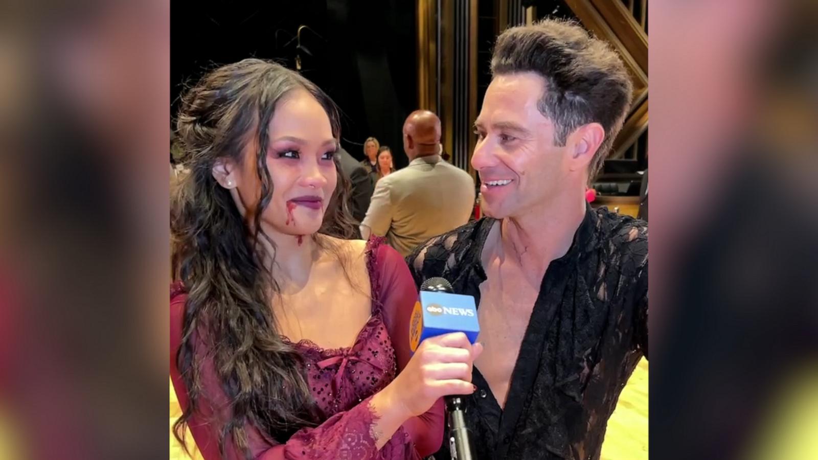 Jenn Tran shed a few tears with her partner Sasha Farber after being eliminated following the Halloween Nightmares episode of "DWTS."