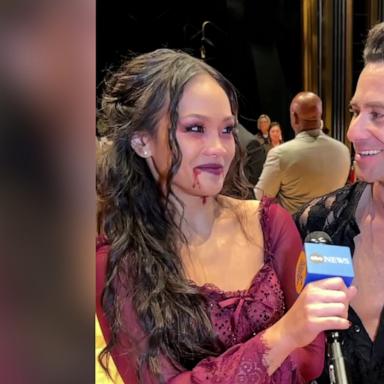 Jenn Tran shed a few tears with her partner Sasha Farber after being eliminated following the Halloween Nightmares episode of "DWTS."