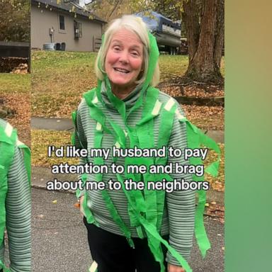 "Hi, I'm grass. I'd like my husband to pay attention to me and brag about me to the neighbors," Karen Gardner said about her Halloween costume.