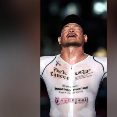 Jonathan Pascual was diagnosed with mediastinal paraganglioma in 2022. Now, he completed an event that involves a 2.4-mile swim, a 112-mile bike ride and finishes with a marathon 26.2-mile run.