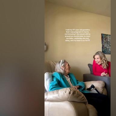 VIDEO: 97-year-old grandmother meets adorable grandchild