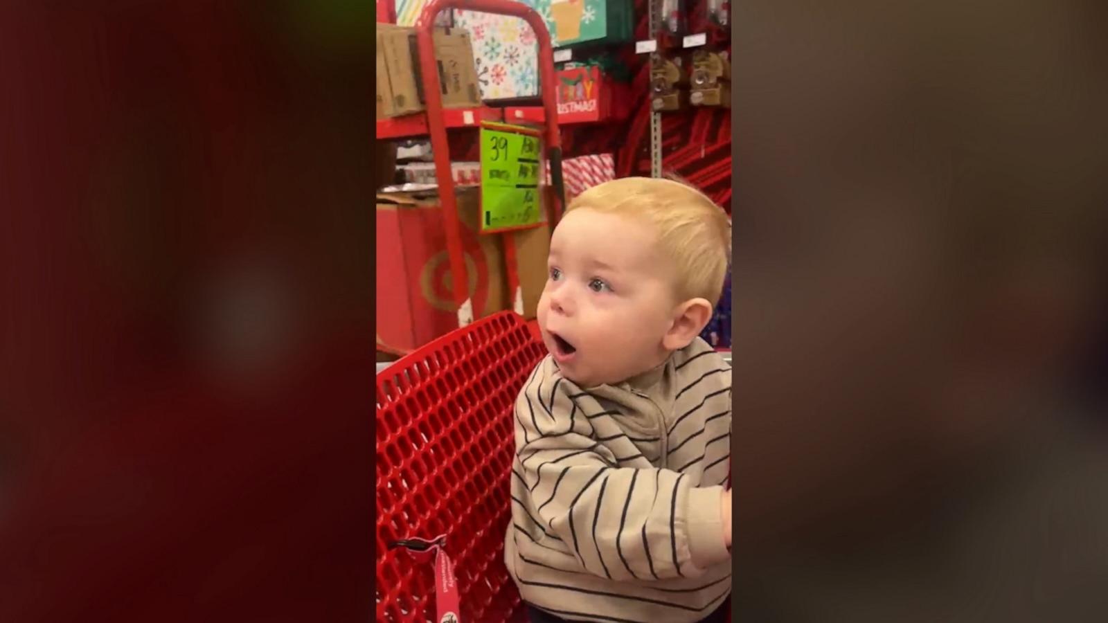 1-year-old Ellis could not believe his little eyes.