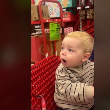 1-year-old Ellis could not believe his little eyes.