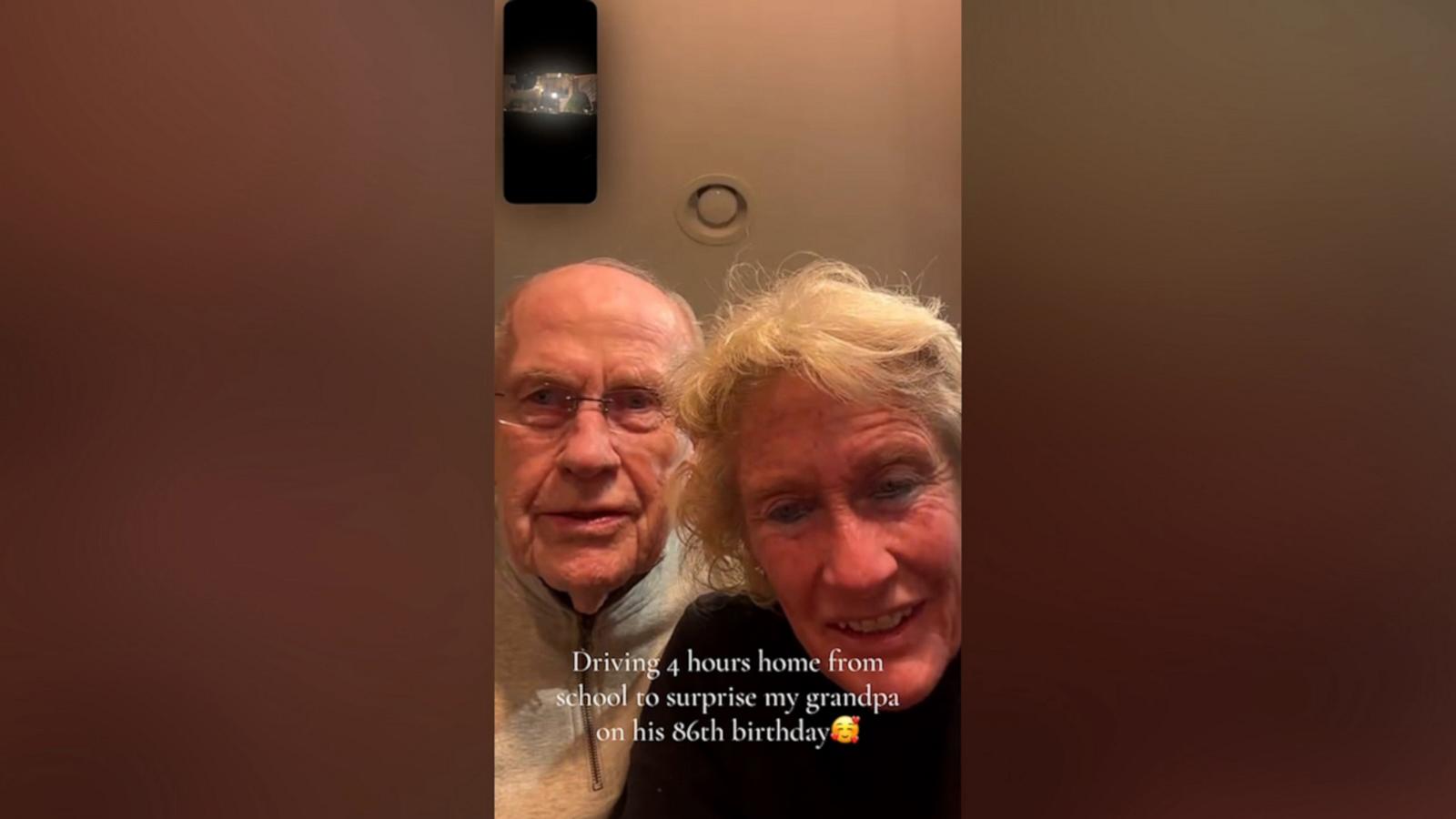 VIDEO: Granddaughter drives 4 hours to surprise grandpa on his 86th birthday