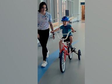 WATCH:  7-year-old with rare genetic condition rides bike for 1st time