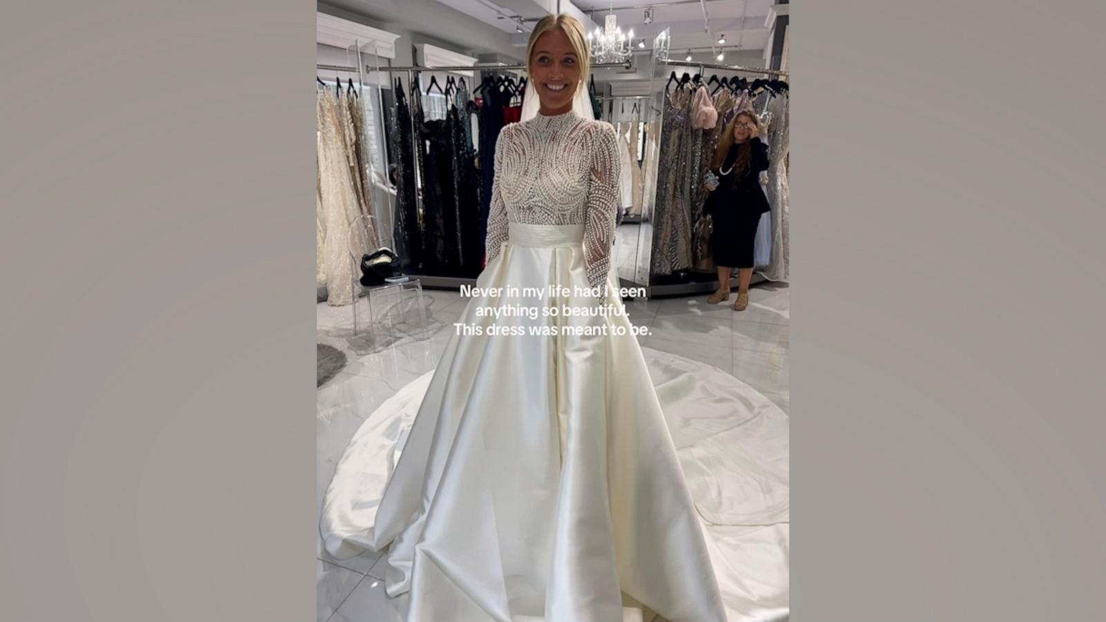 VIDEO: Woman's stunning wedding dress from trunk show goes viral