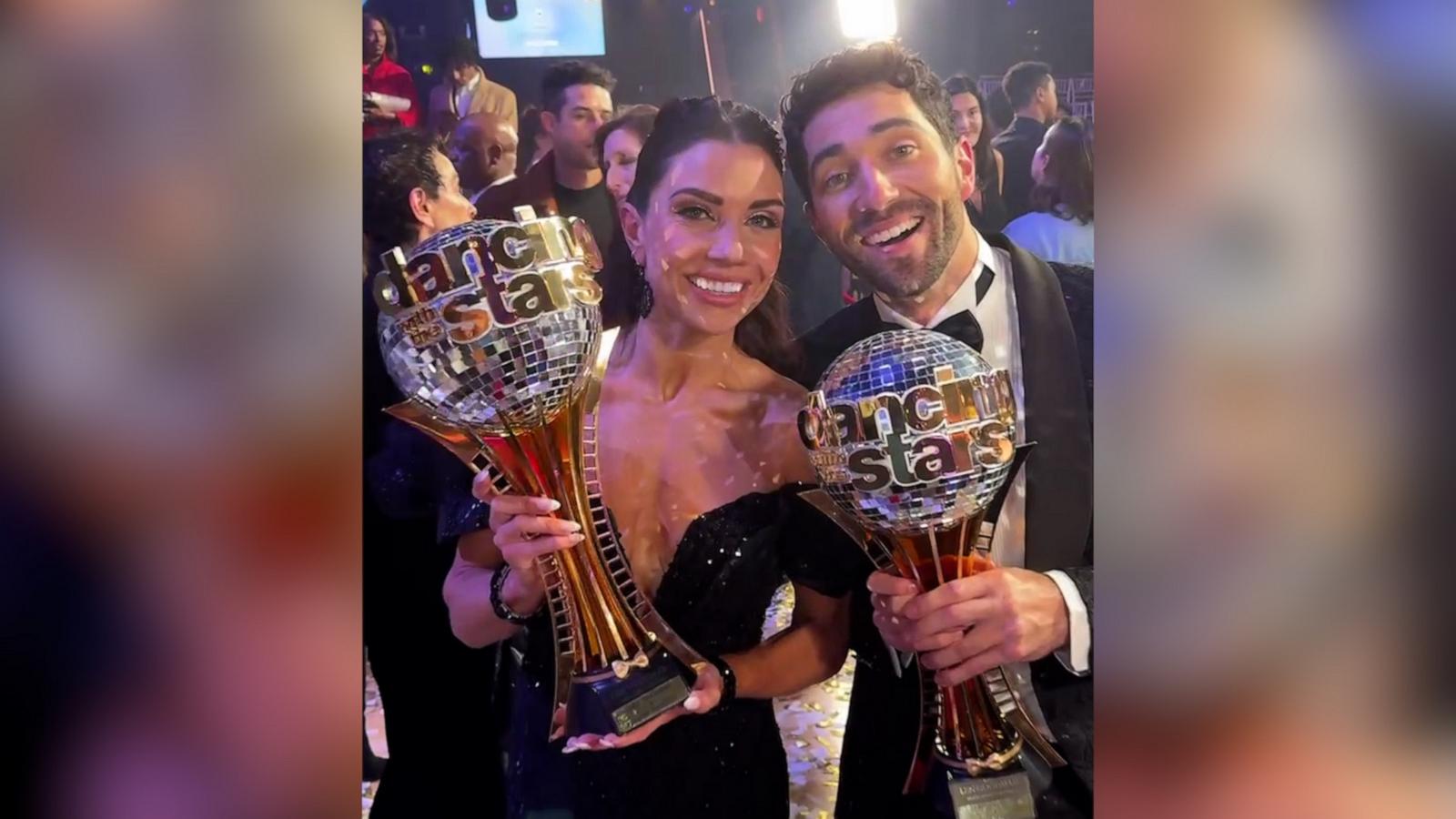 “I’m absolutely speechless!” Jenna Johnson and partner Joey Graziadei take home the coveted mirrorball after their stunning ‘Dancing With The Stars’ performance.