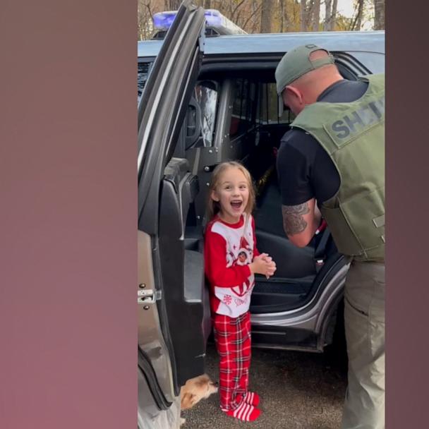 Young girl has sweet reaction when sheriff returns wandering Elf on the Shelf to her 