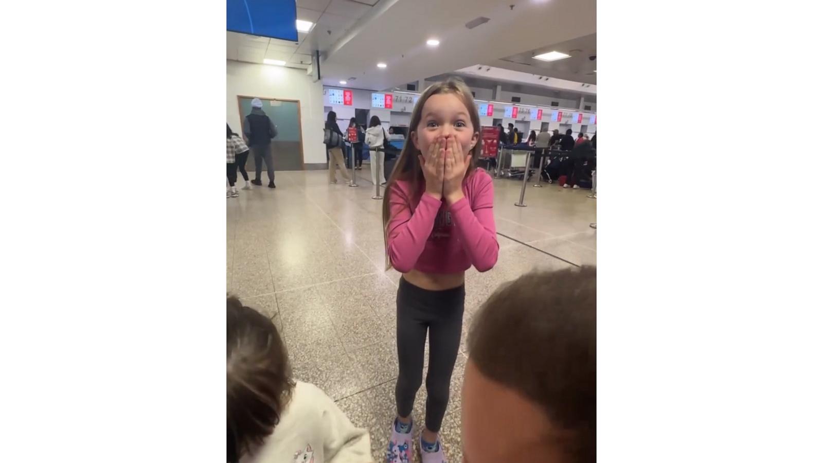 Kids think they're dropping dad at airport and get major surprise