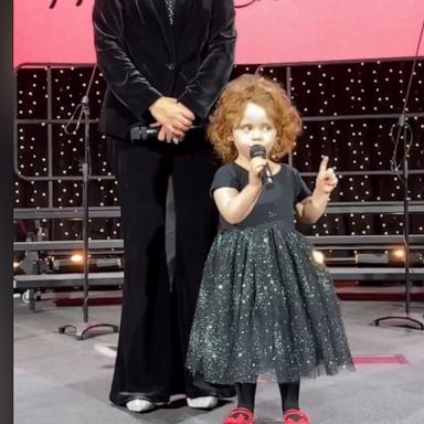 Four-year-old Stori delivered a memorable speech, giving flowers and spilling the tea.