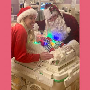 Santa delivered toys and holiday cheer to dozens of babies in the neonatal intensive care unit at Northwestern Medicine Central DuPage Hospital in Winfield, Illinois.