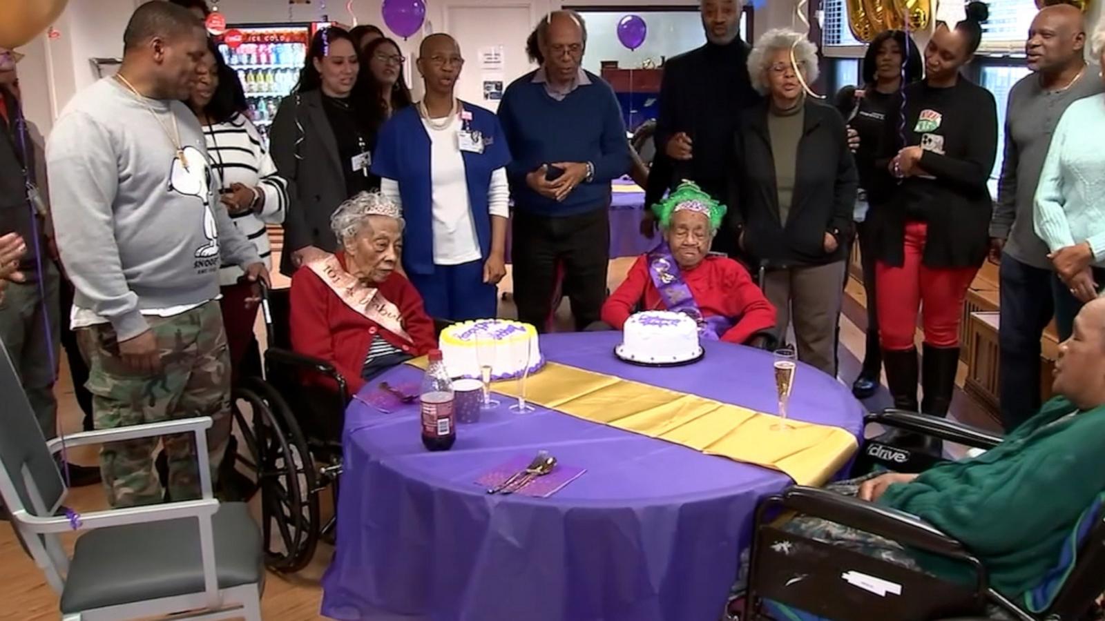 Sutton Park Center for Nursing and Rehabilitation in New Rochelle, New York, threw a double birthday party for centenarians Katherine Carson and Martha Jones.