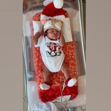 The special hats were crocheted by a NICU graduate's grandmother!