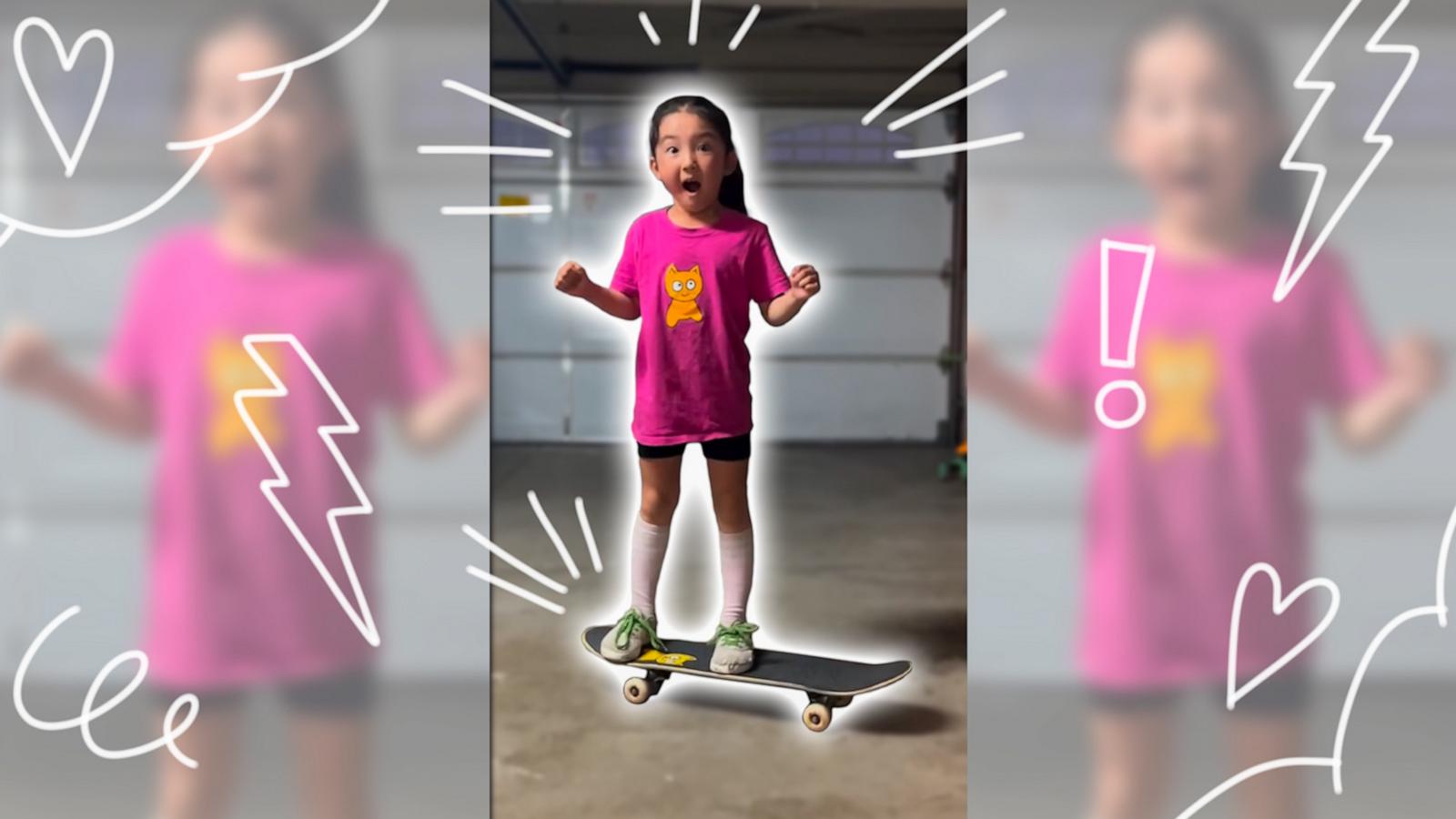 After practicing every day for months, 6-year-old Chika finally landed her first ever kick flip. Then came the waterworks.