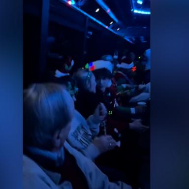 The Catlett family got into the holiday spirit by renting a party bus to drive around Louisville, Kentucky, to see the holiday lights and carol. 