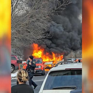 VIDEO: Amazon van goes up in flames