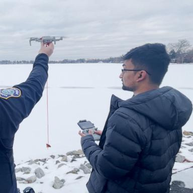 Kishan Patel used his drone to help authorities rescue a dog who spent hours on a frozen lake in New Jersey.