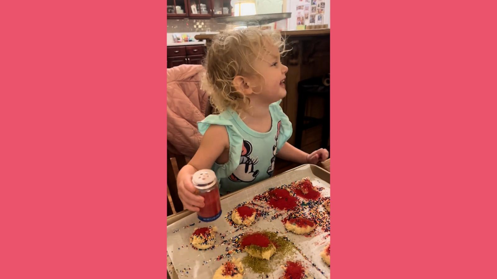 Two-year-old Mary Hollis is more than a “yittle” bit adorable for her cookie decorating gusto.