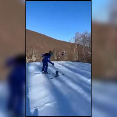 VIDEO: Ski boot rides down the hill without the skier