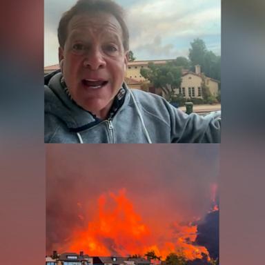 The actor described the fire like a volcano coming down the hillside, and urged people to help their neighbors in need. 