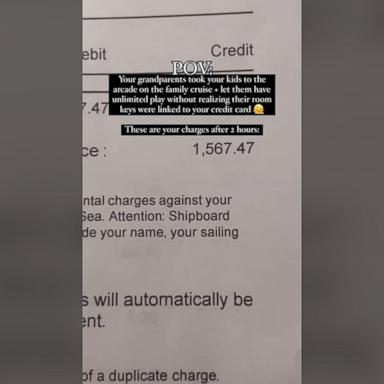 VIDEO: Kids mistakenly charge $1,567 to parent's card while in arcade on family cruise 