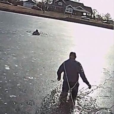 New Jersey police officer Dave Brosonski broke through the thin ice covering Franklin Lake to rescue an 11-year-old boy who had fallen in while trying to take a shortcut home.